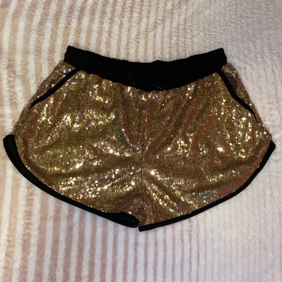 Dolphin Style Gold Sequin Shorts - Picture 1 of 3